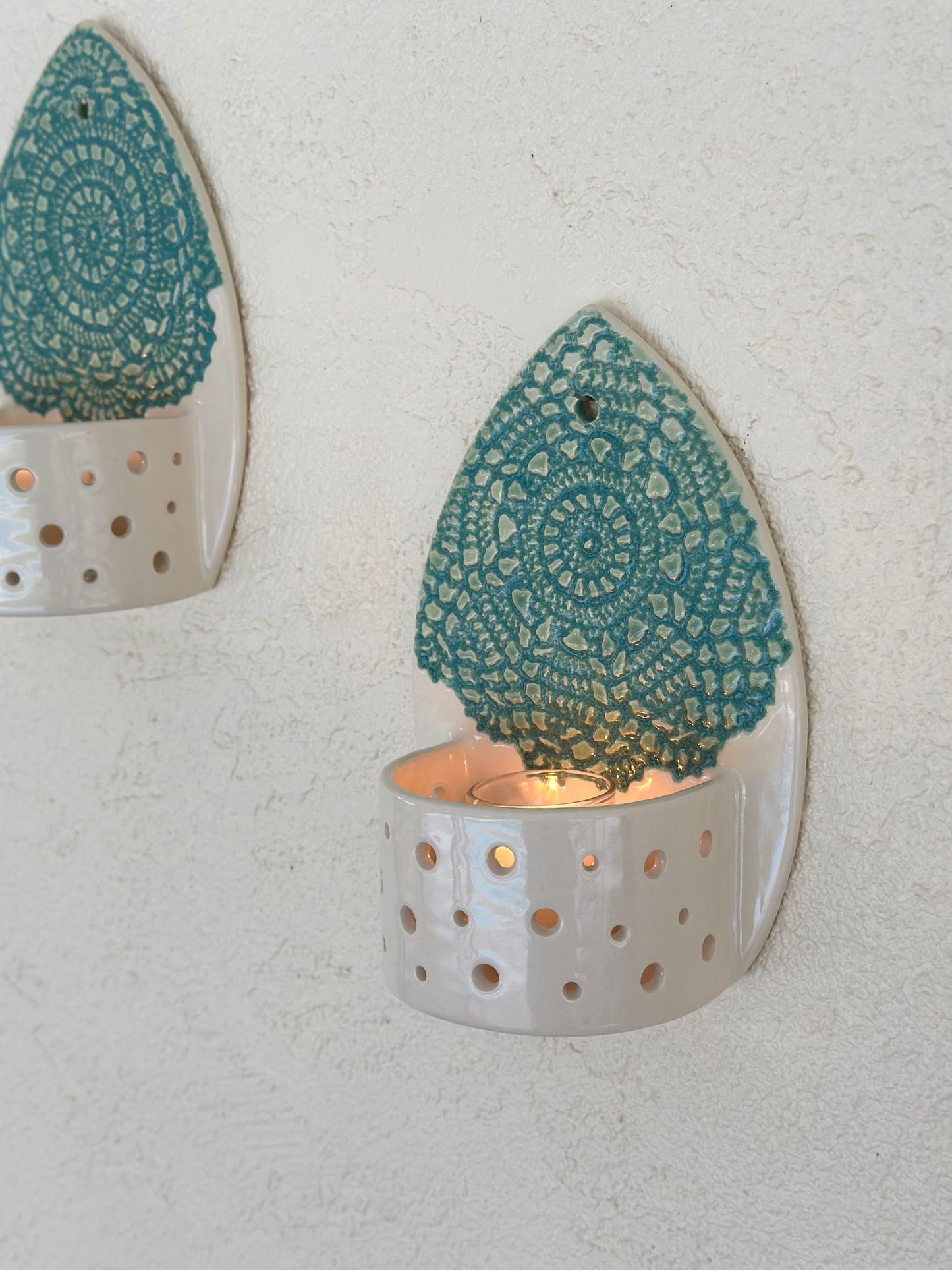 Textured Wall Hanging Candle Holder