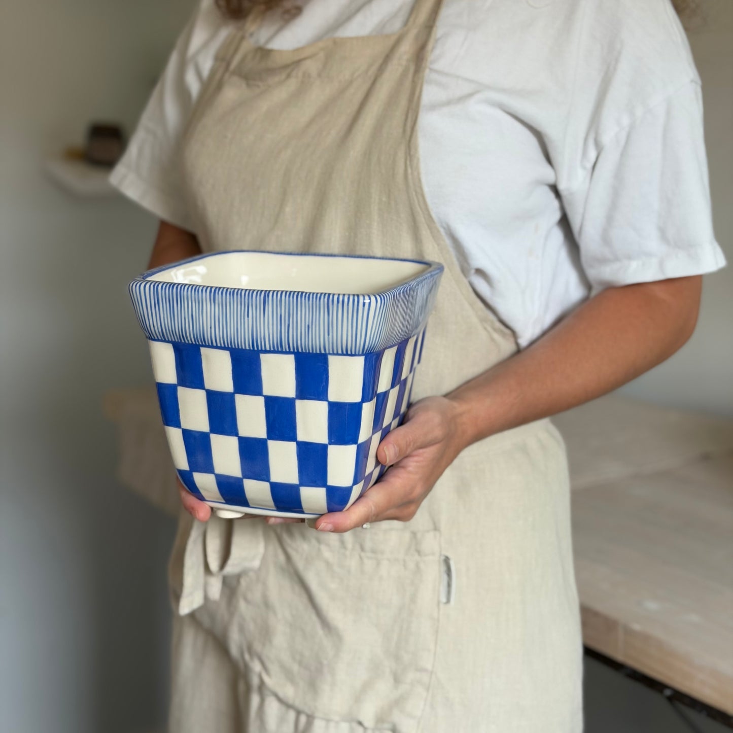 Checkered Ceramic Planter