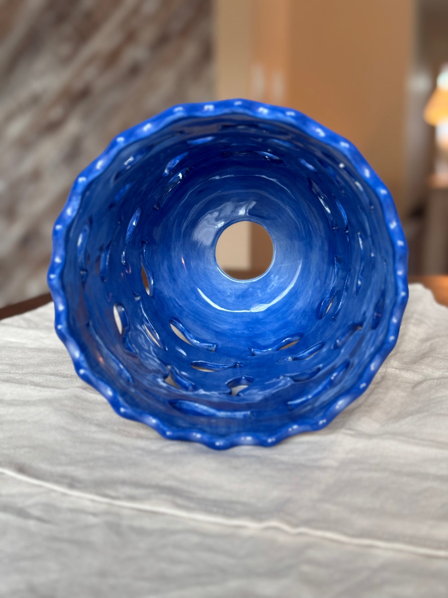 Ceramic Pendant Light with Blue Fish