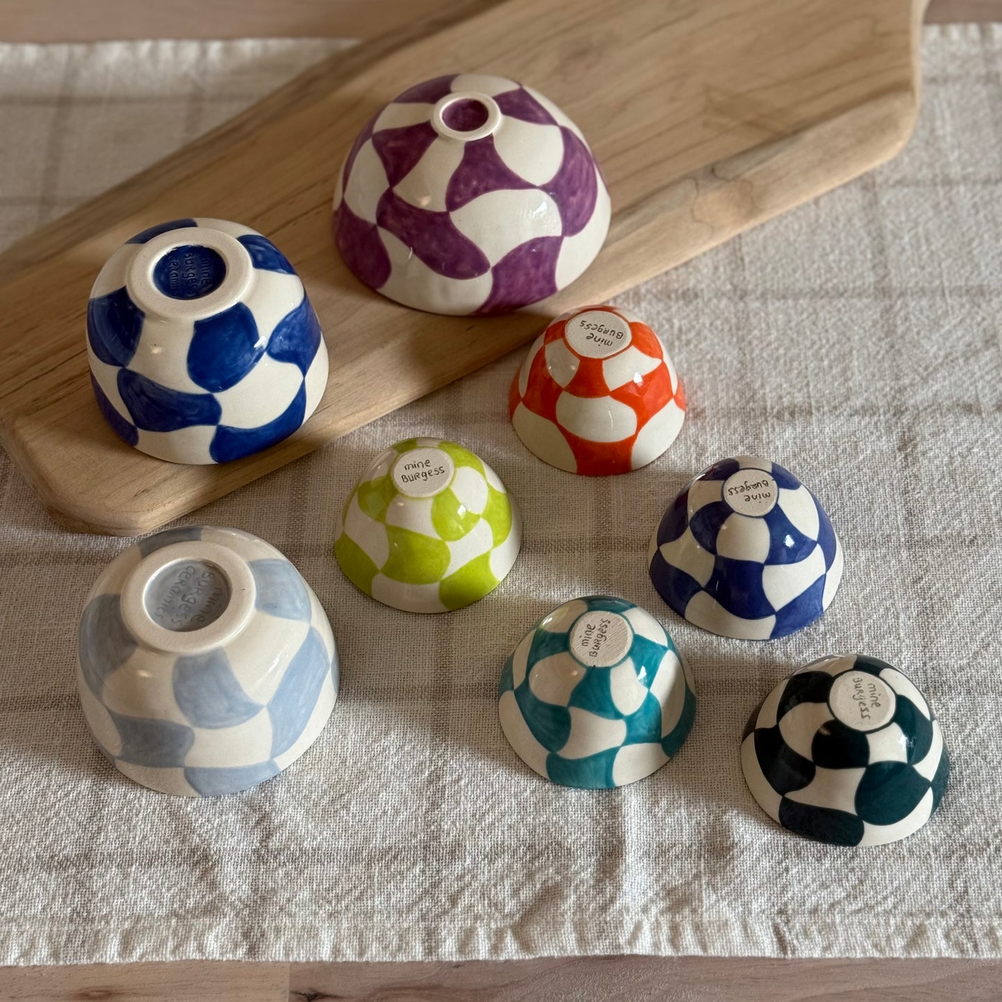 Ceramic Wavy Checkered Bowls