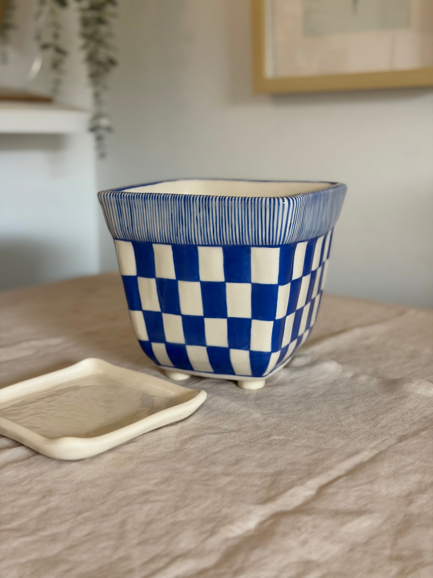Checkered Ceramic Planter