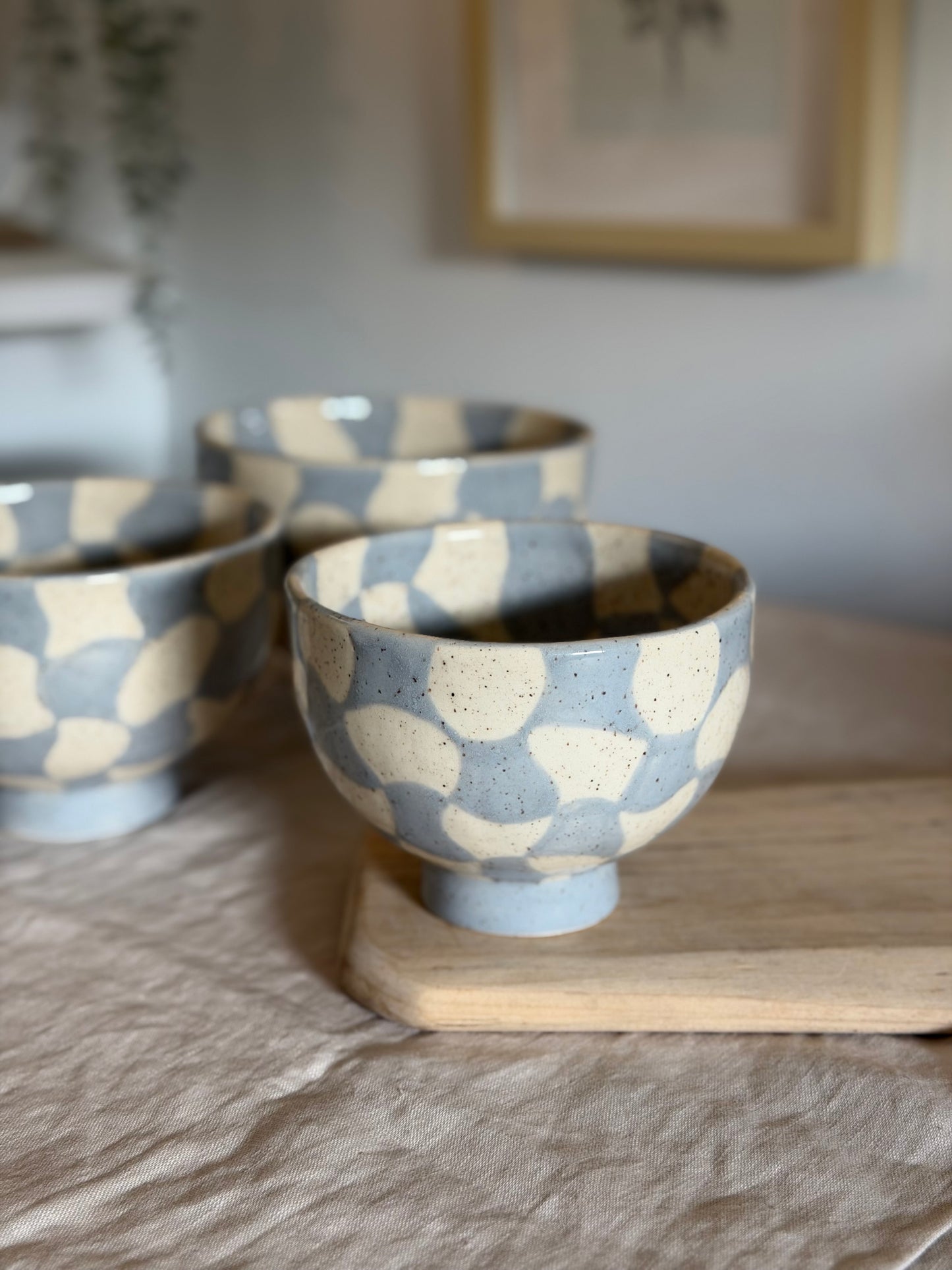 Wavy Checker Ceramic Nesting Bowl Set