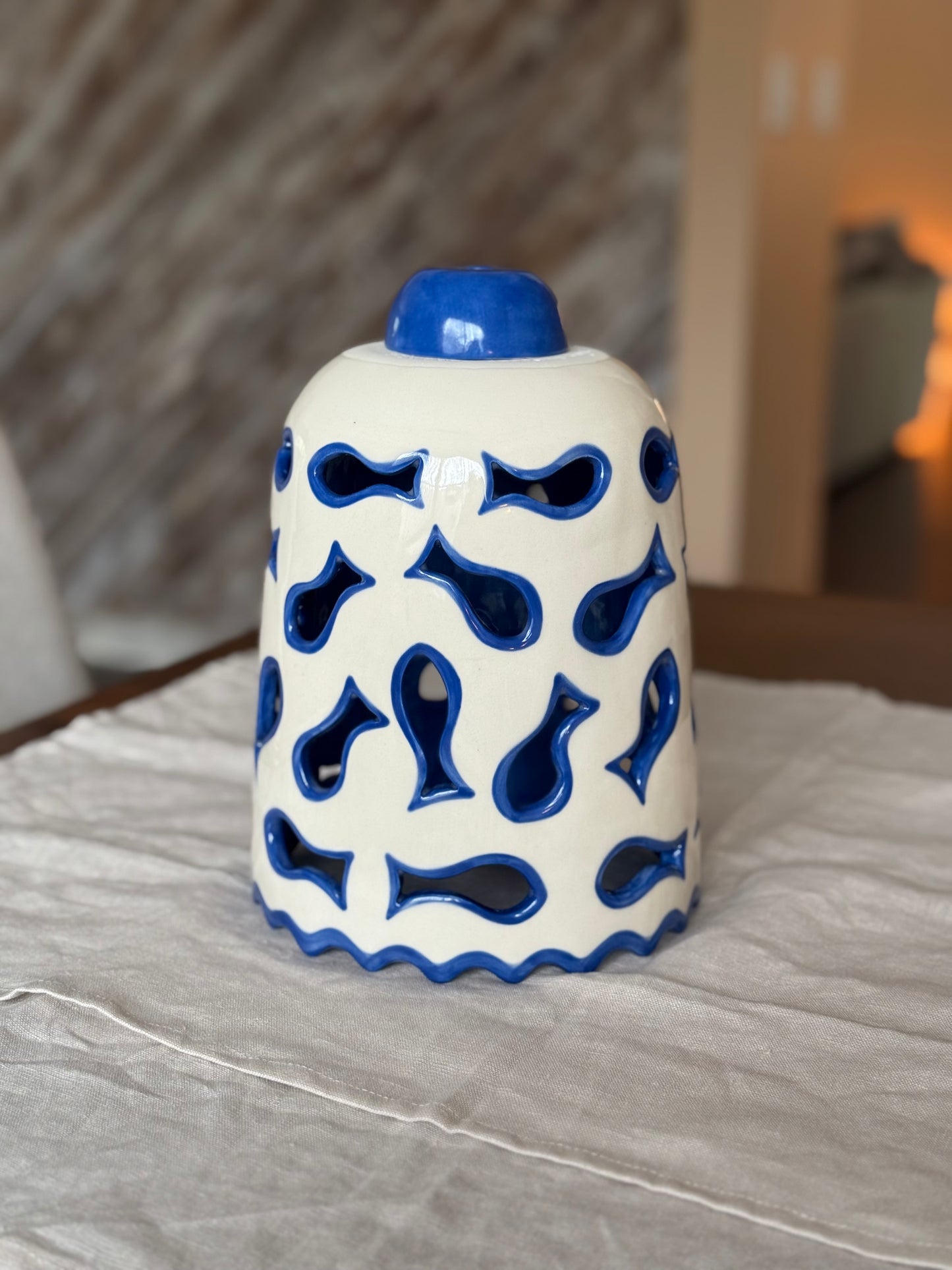 Ceramic Pendant Light with Blue Fish