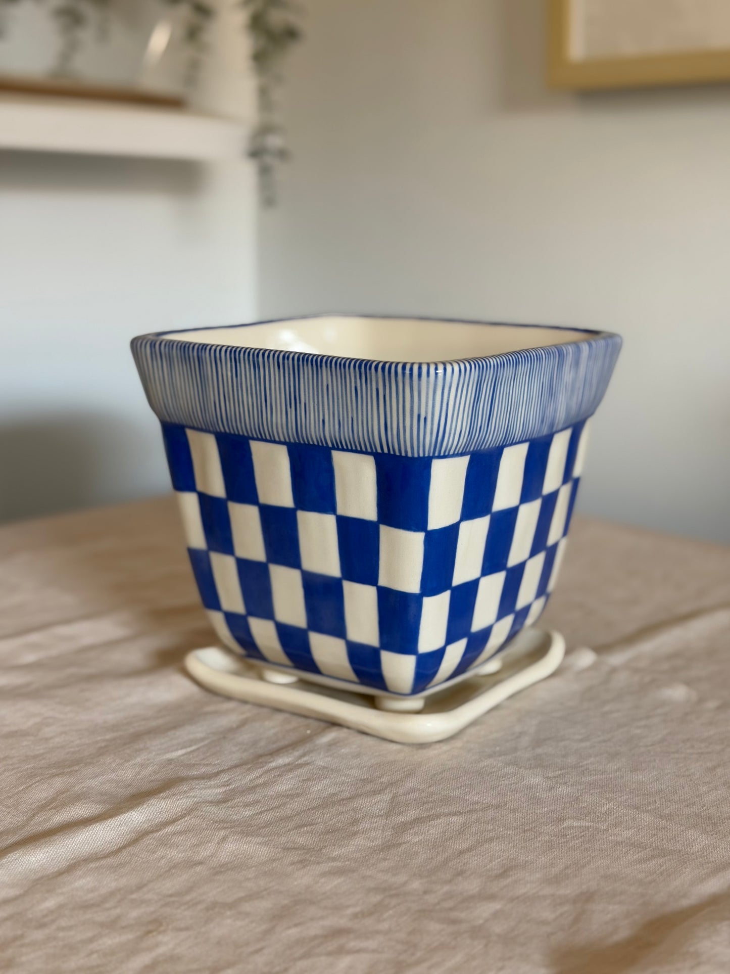 Checkered Ceramic Planter