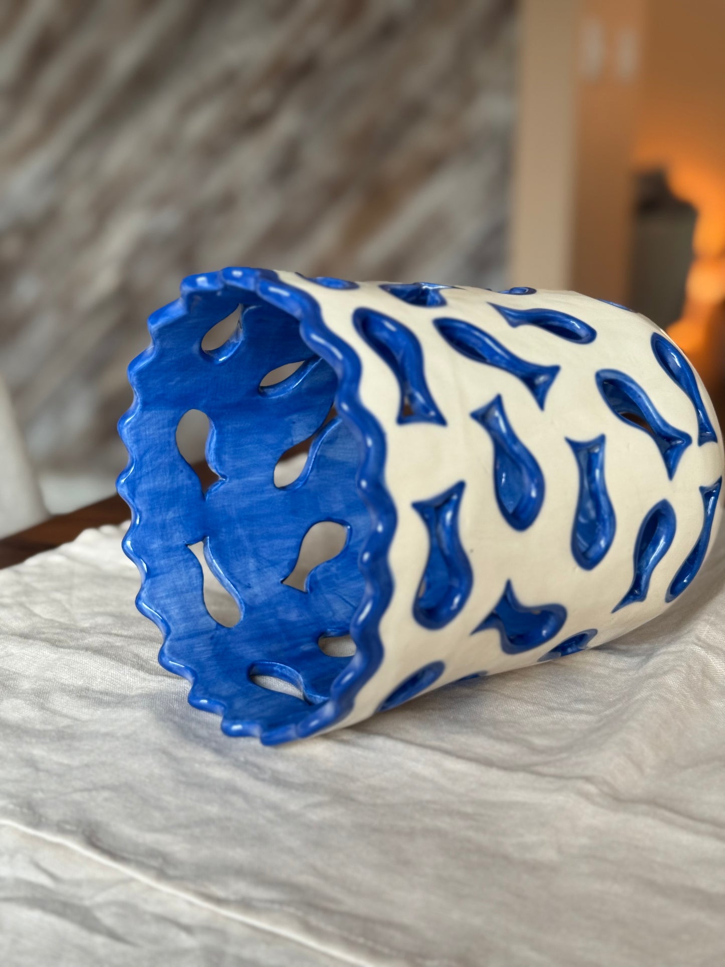 Ceramic Pendant Light with Blue Fish