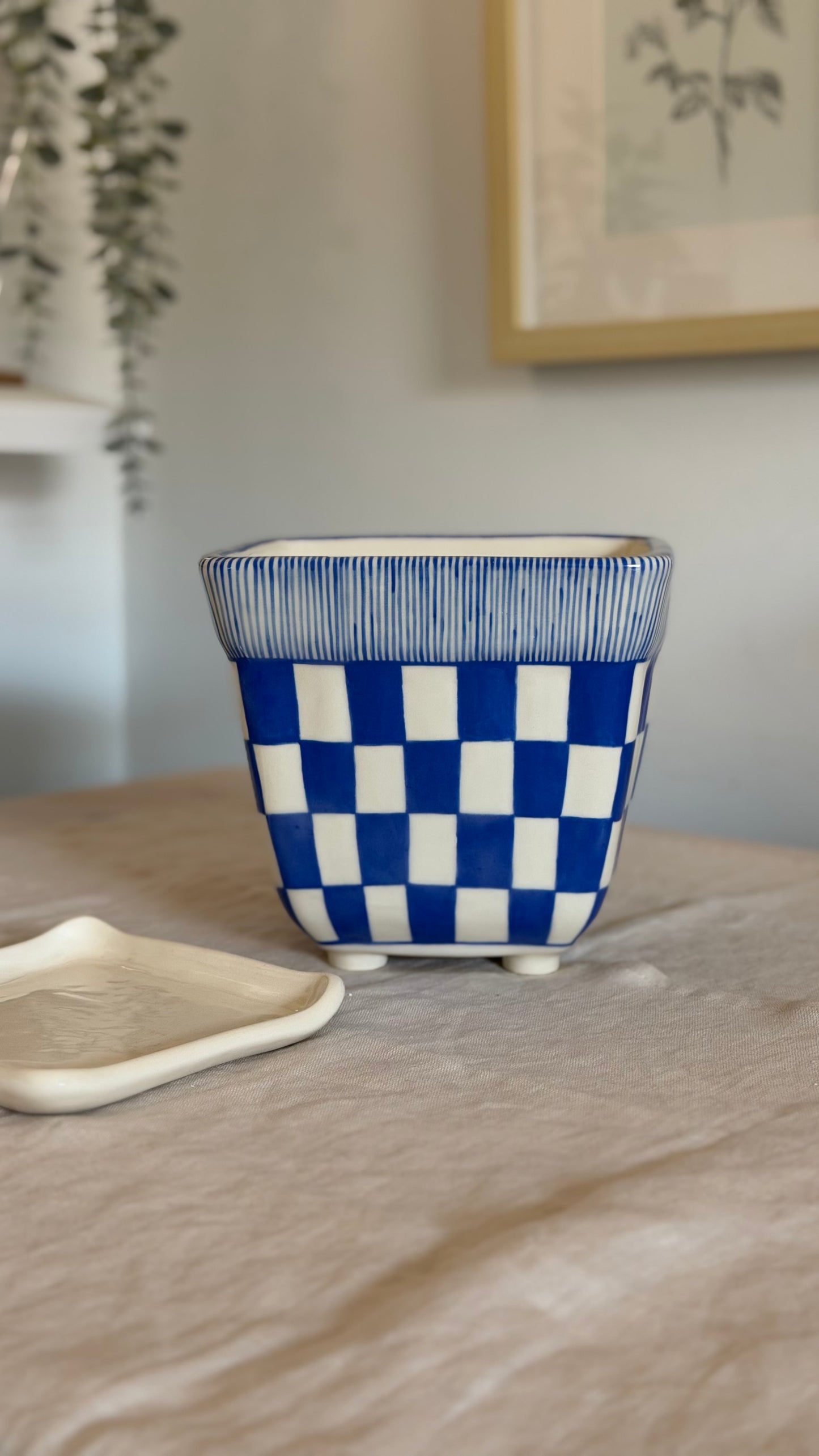 Checkered Ceramic Planter