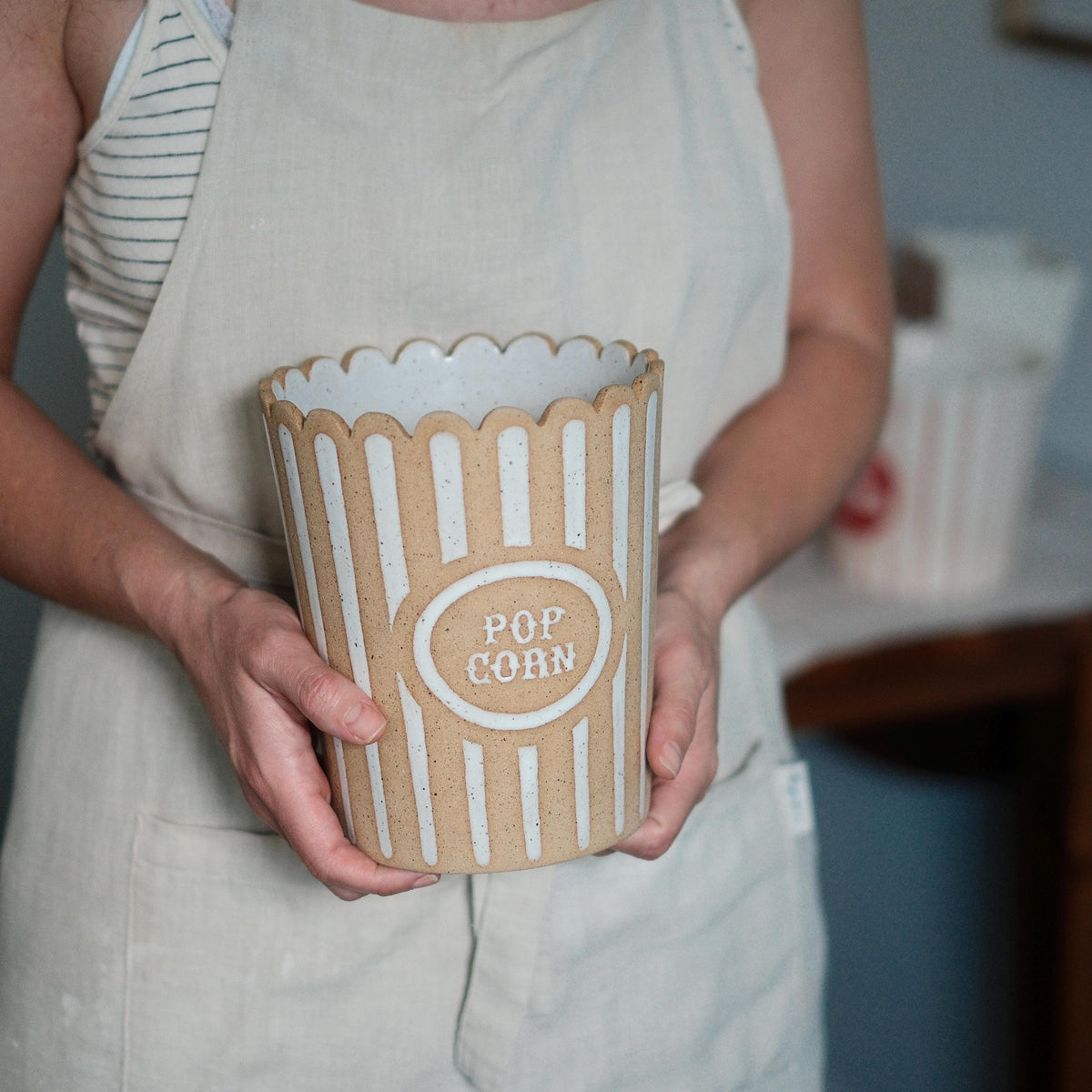 Ceramic Popcorn Bowl — front view