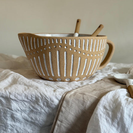 Ceramic Mixing Bowl with Spout — front view