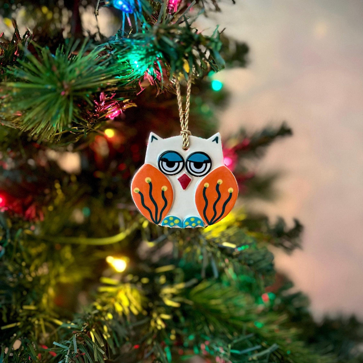 Ceramic Owl Ornament — front view