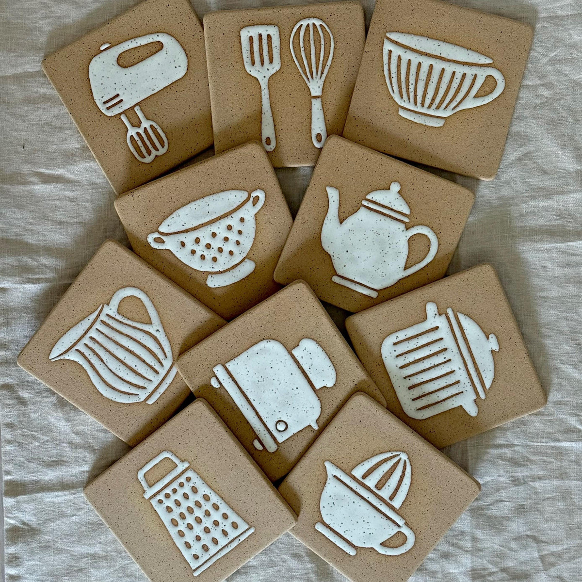 Hand Painted Ceramic Kitchen Tile — front view