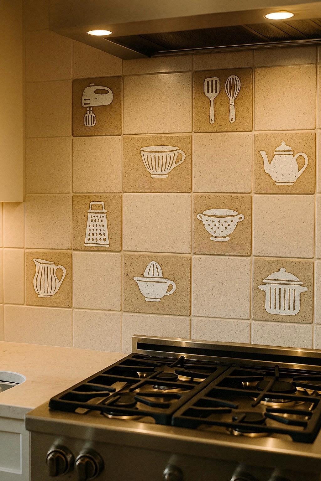 Hand Painted Ceramic Kitchen Tile — photo 2