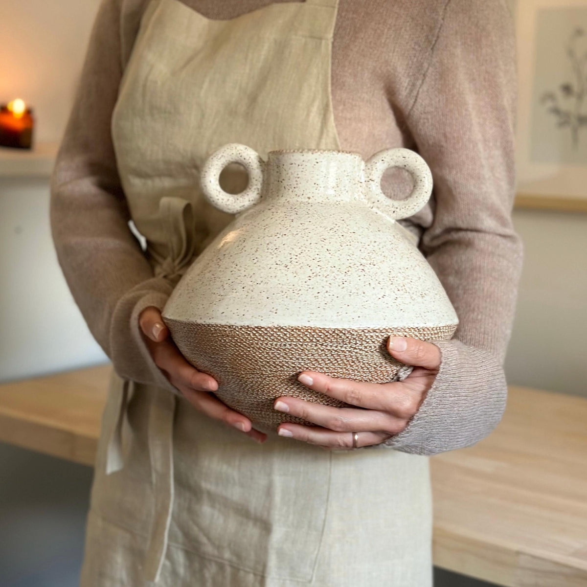 Textured Stoneware Flower Vase — photo 3