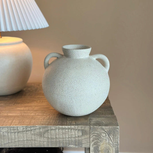 White Ceramic Vase — front view
