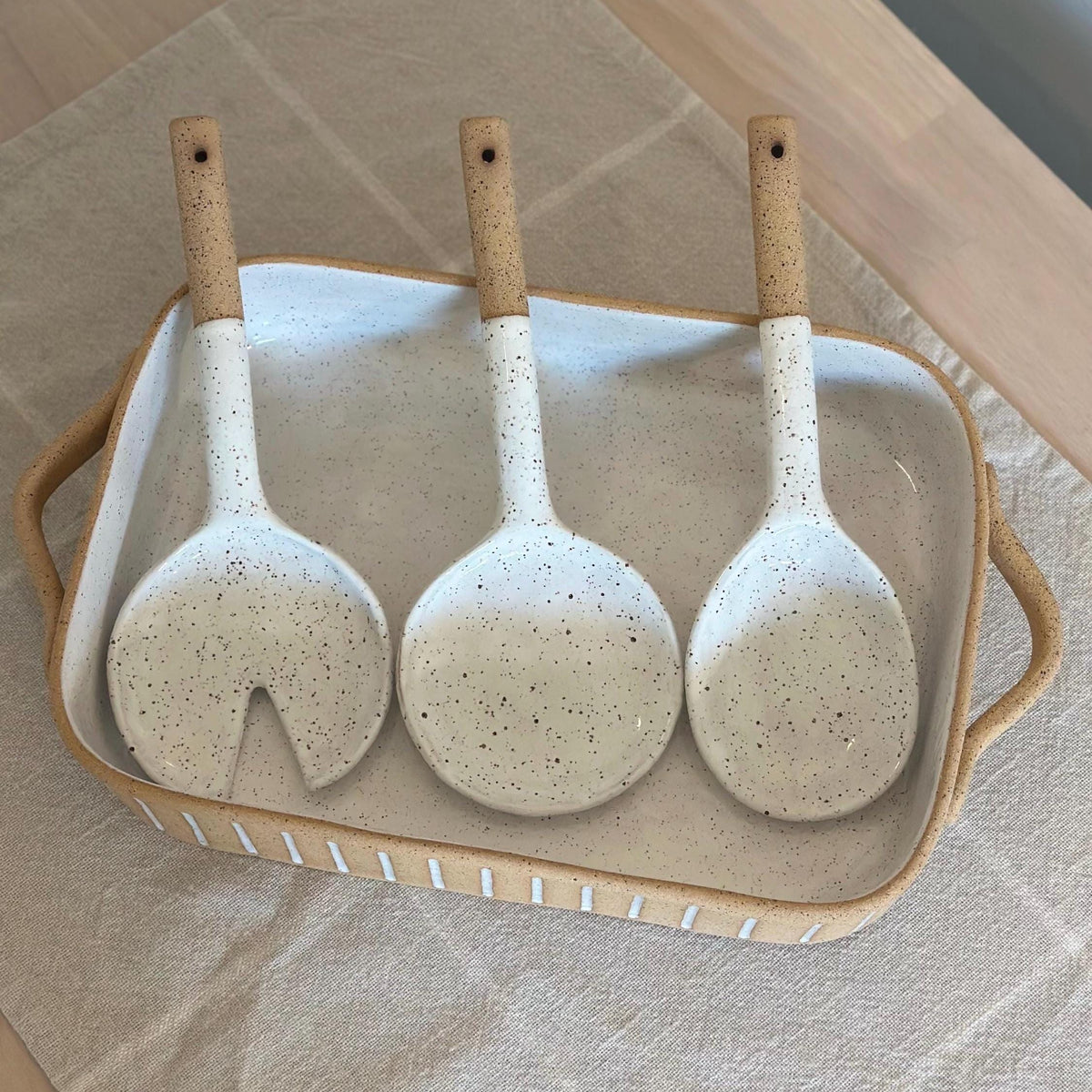 Handmade Speckled Stoneware Serving Spoon — photo 6
