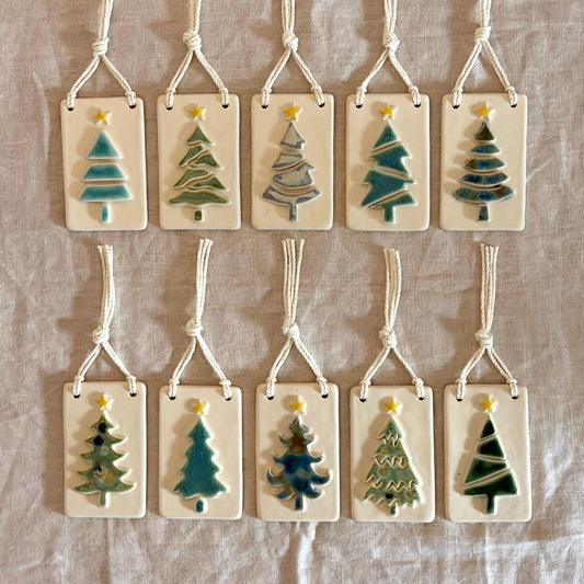 Handmade ceramic pine tree Christmas ornaments, photo 1