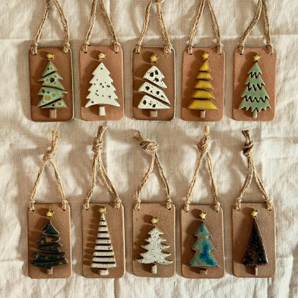 Handmade ceramic pine tree Christmas ornaments, photo 2