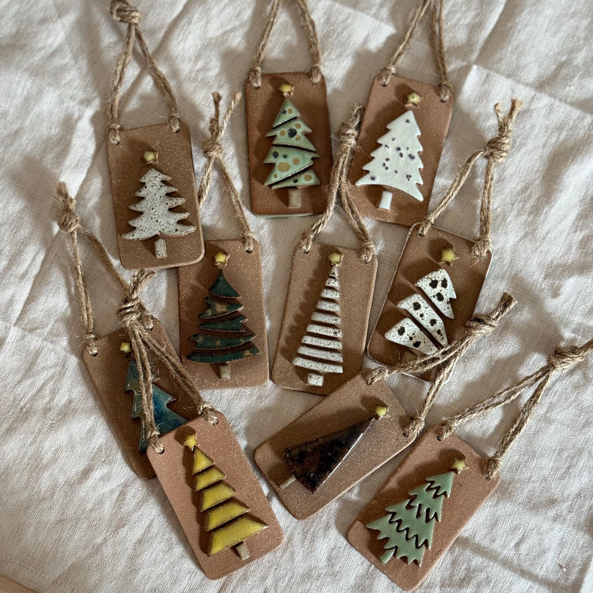 Handmade ceramic pine tree Christmas ornaments, photo 5