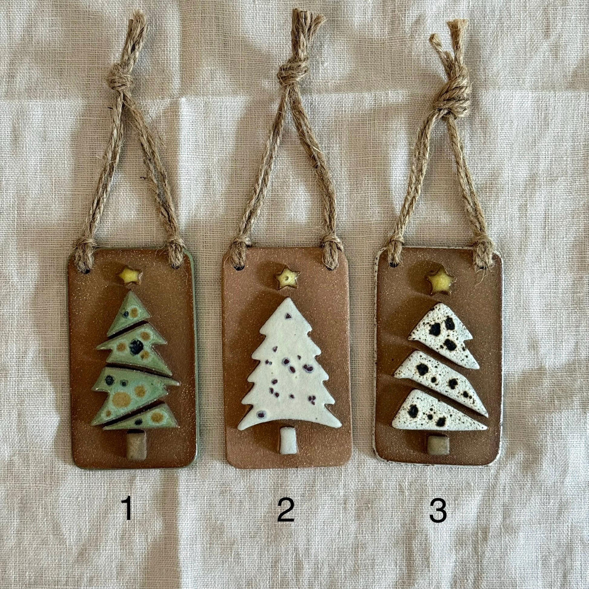Handmade ceramic pine tree Christmas ornaments, photo 6
