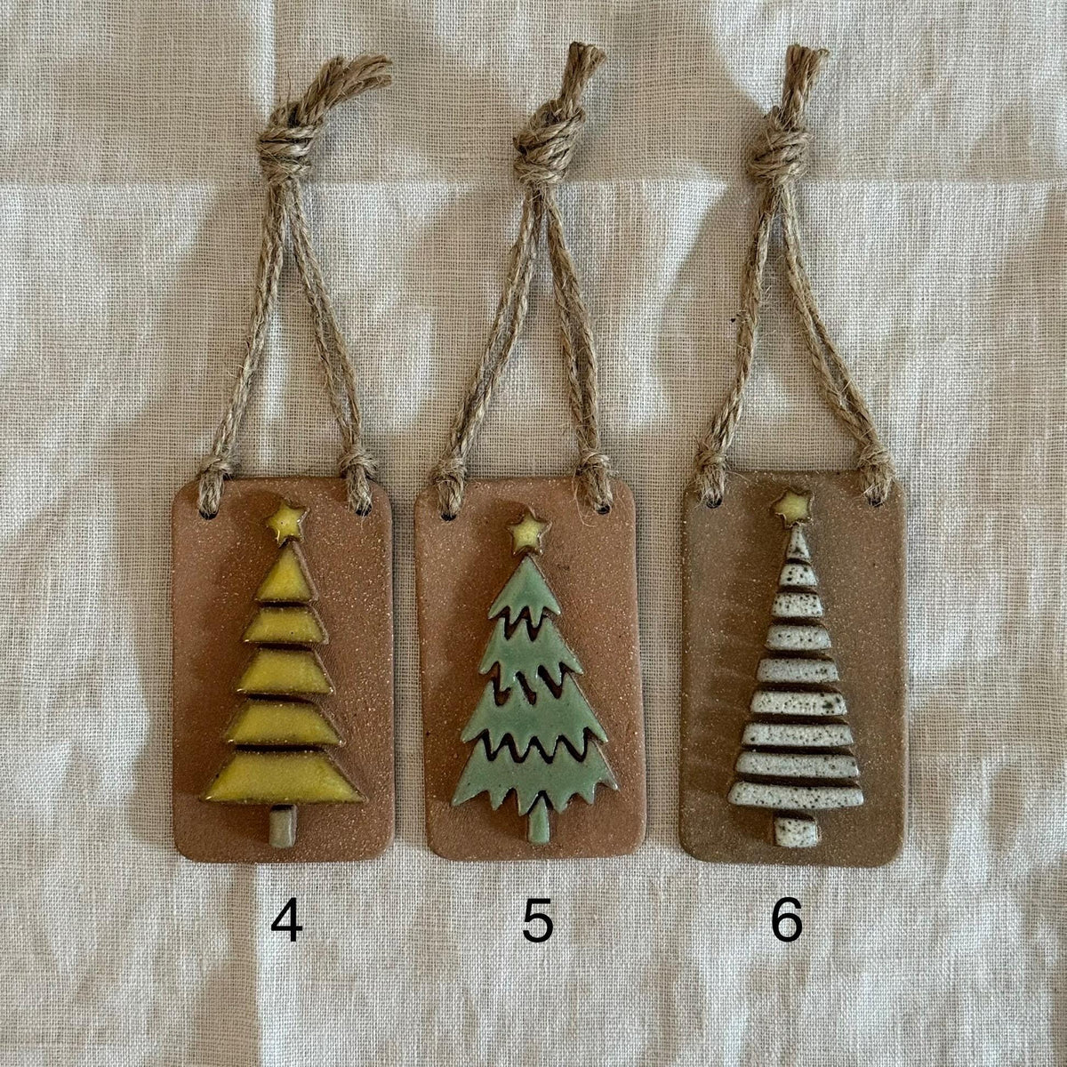Handmade ceramic pine tree Christmas ornaments, photo 7